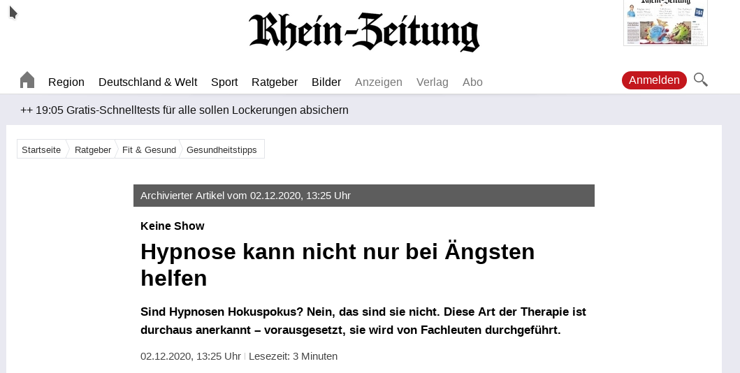 Artikel zu Hypnose Nutzen und Gefahren in der Rheinzeitung