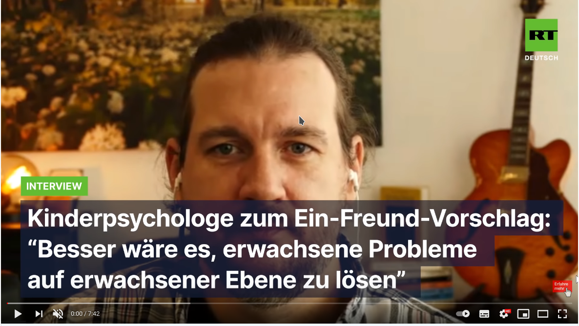 Im Interview mit RT-Deutsch zur Ein-Freund-Regel